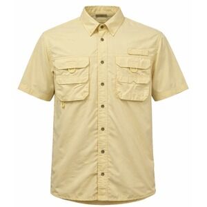 Rugged Earth Outfitters Fishing Shirt Men XL Yellow Vented Utility Short Sleeve